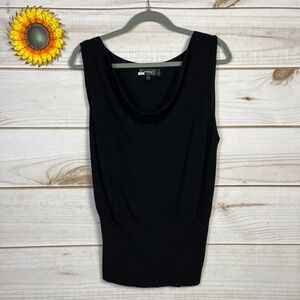 Theory Cowl Neck Ribbed Knit Sleeveless Top Black Women's M